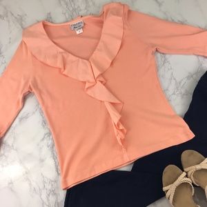 Fibers Barbara Lesser Peach Top Ruffle Medium